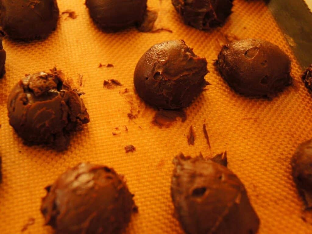 Image shows Truffles placed on silpat.
