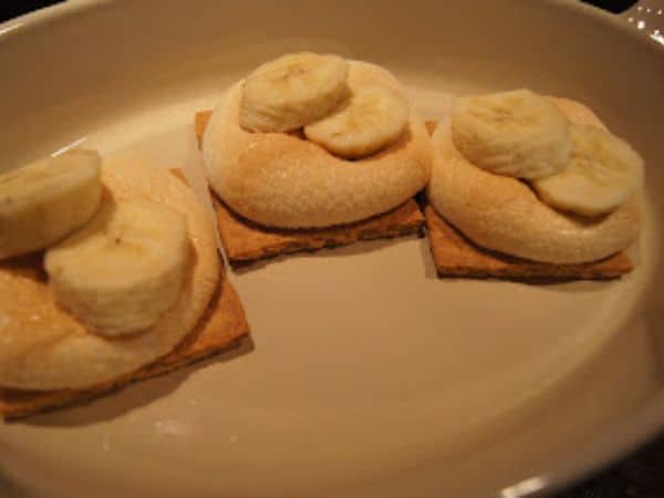 Image shows bananas on top of s'mores.