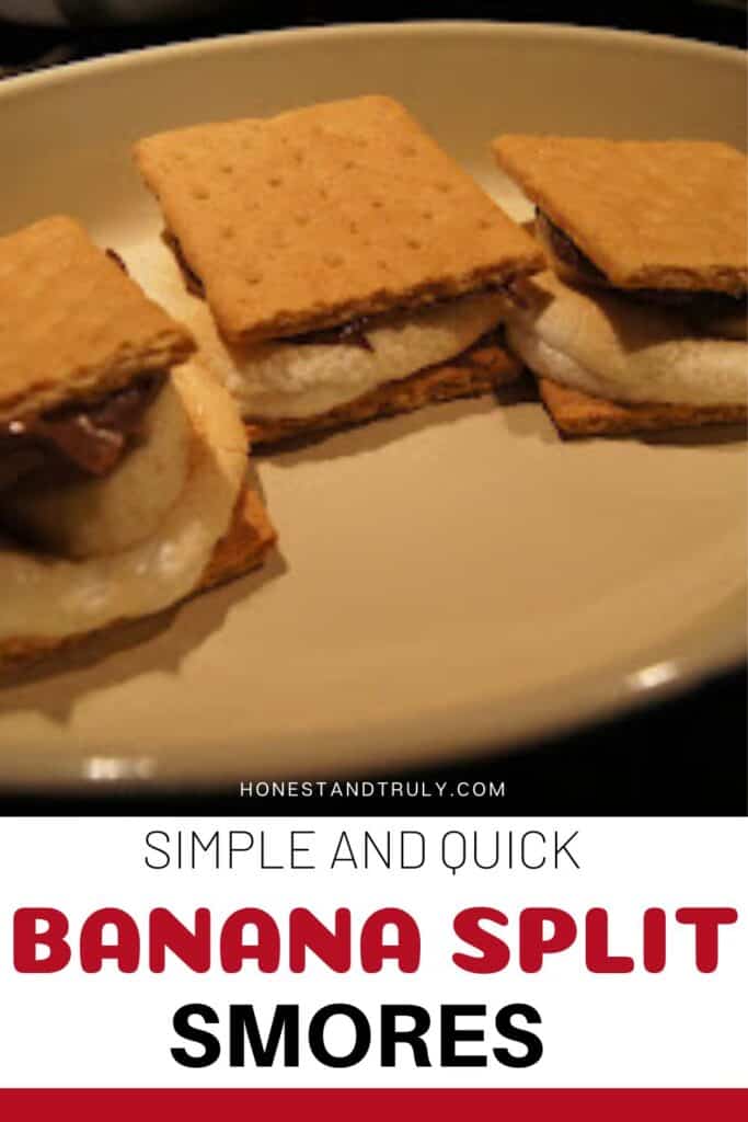 Image shows banana split s'mores.