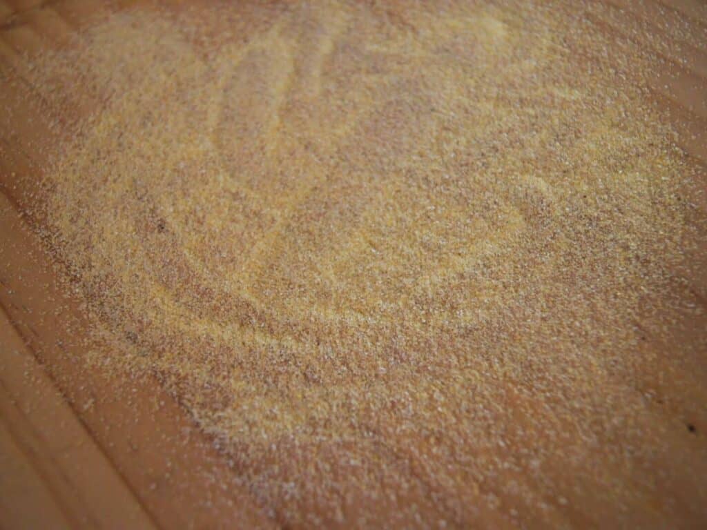 Image shows cornmeal for bread dough.