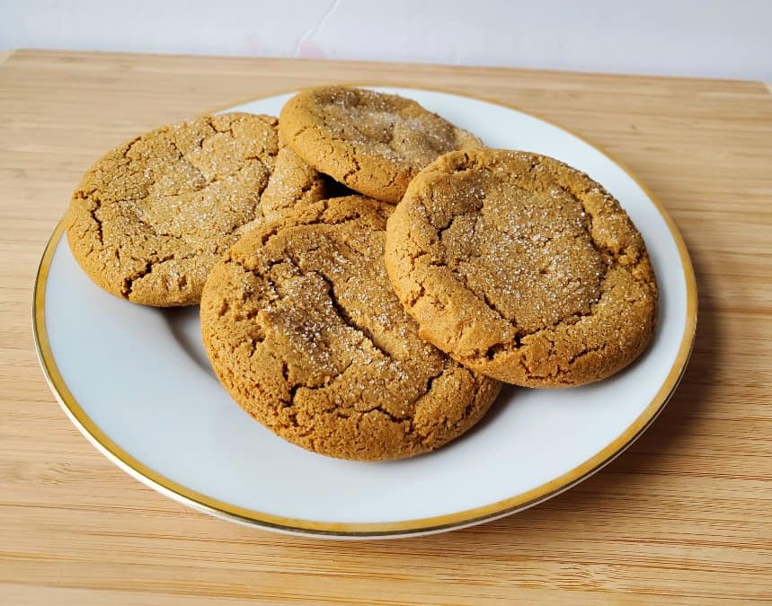 Plate of chewy molasses cookies