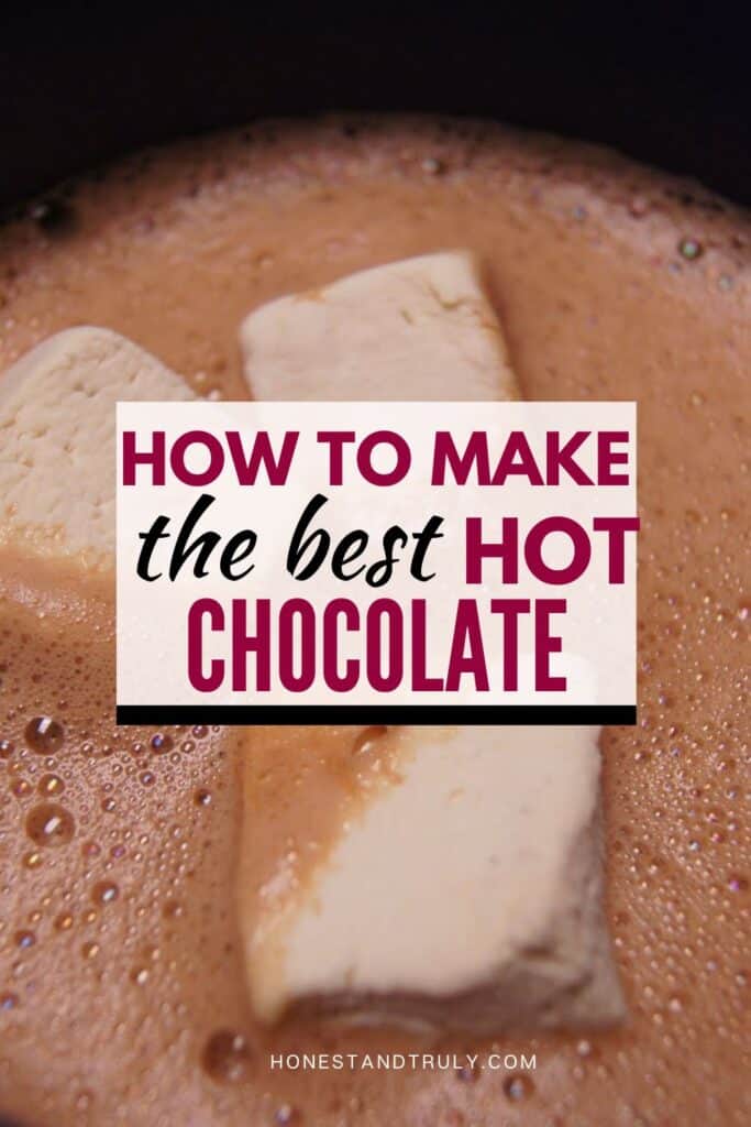 Image shows close-up picture of decadent hot chocolate.