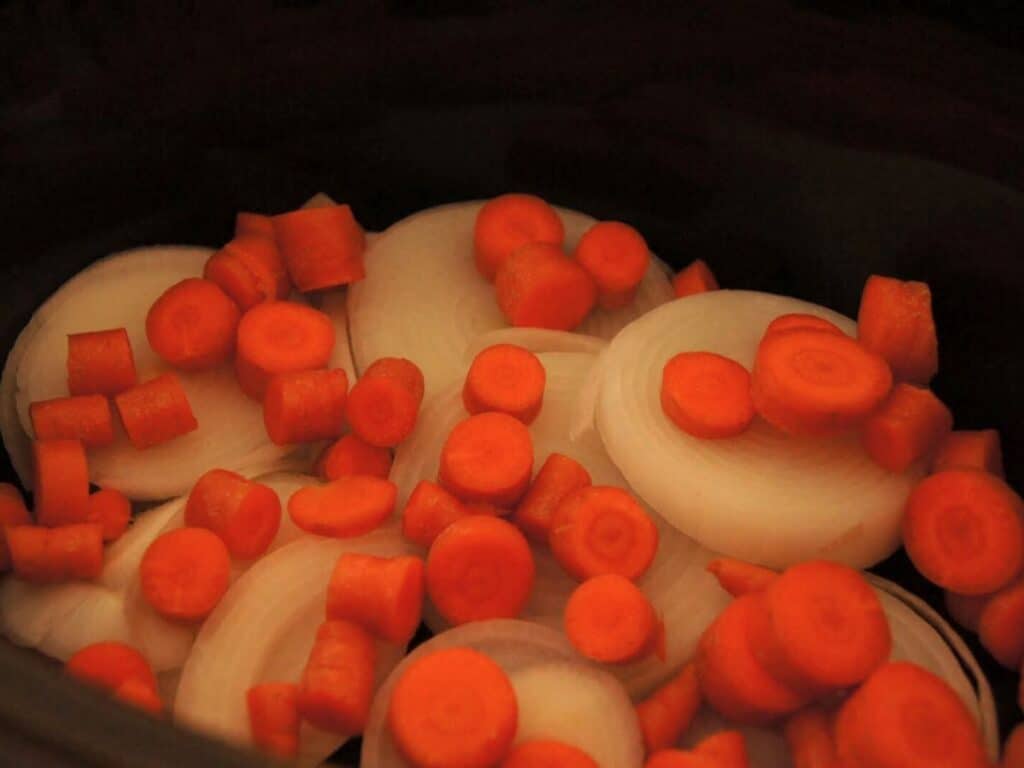 Image shows vegetables for pot roast.
