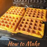 4 pumpkin waffles in the iron