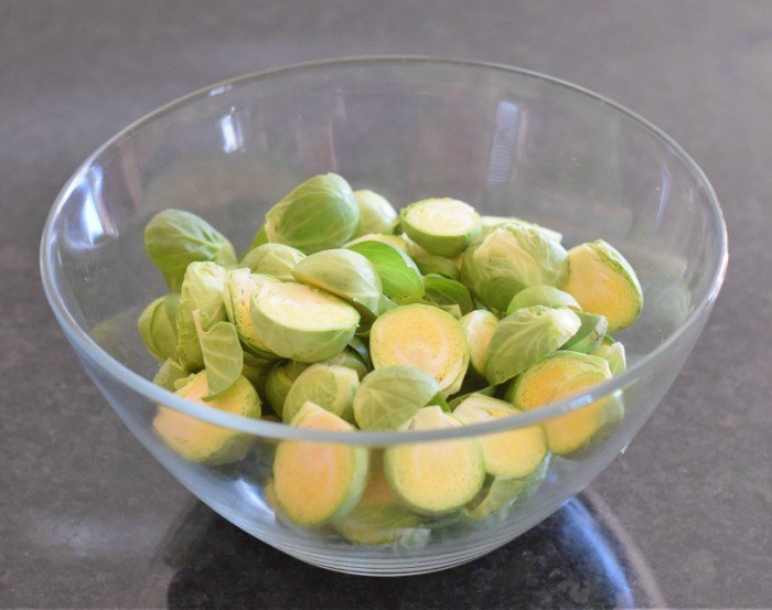 Cleaned and prepped Brussels sprouts