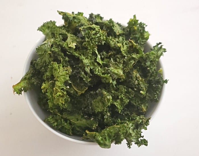 Bowl of crispy kale chips