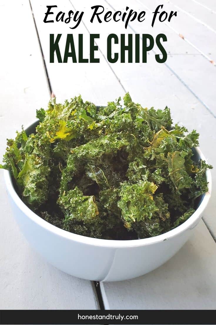 Bowl of baked kale chips