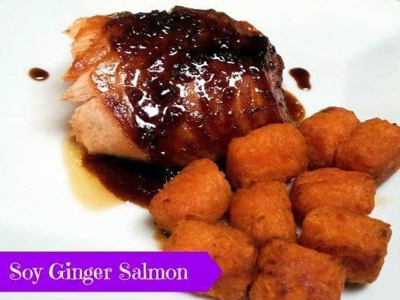 Soy Ginger Salmon with sweet potato tots