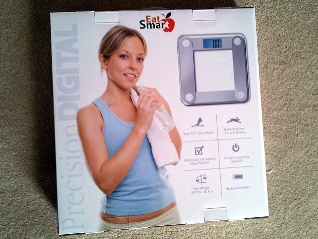 EatSmart Bathroom Scale box close up view.