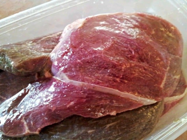 Marinate your skirt steak, periodically turning it