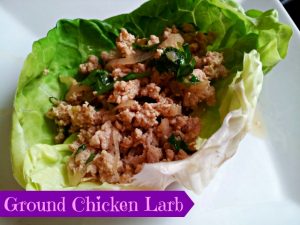 Ground chicken larb in a lettuce cup is a fantastic Thai dish to make at home. It's naturally gluten free and dairy free, and it is easy to make for a ton of flavor in this Asian dish. #larb #chicken #thai #easyrecipes