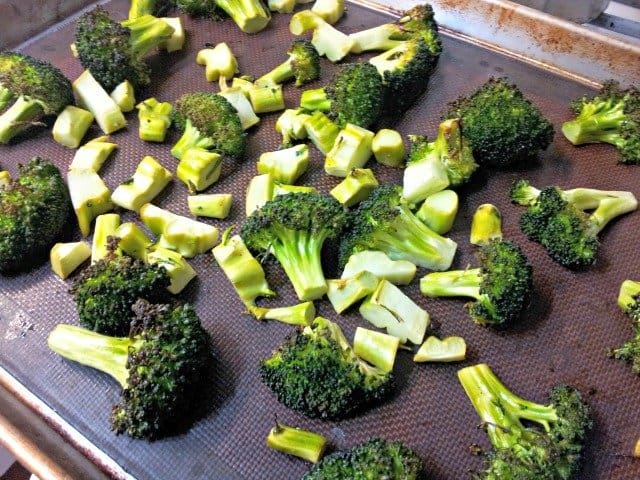 Broccoli ready to roast in the oven