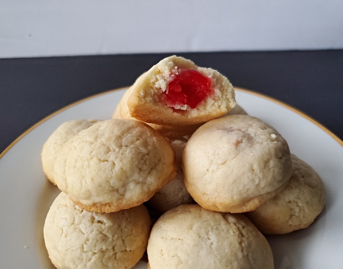 Cherry surprise Cookies with a bite taken out