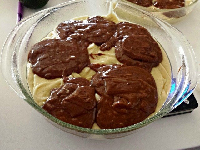 Marble cake is ready to be marbled