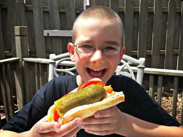 Enjoying a traditional Chicago dog now that summer has arrived