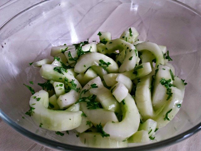 Cucumber salad ready to eat