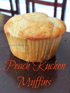 Homemade peach muffin recipe based off the amazing peach kucken dessert using fresh peaches and a whole lot of awesome
