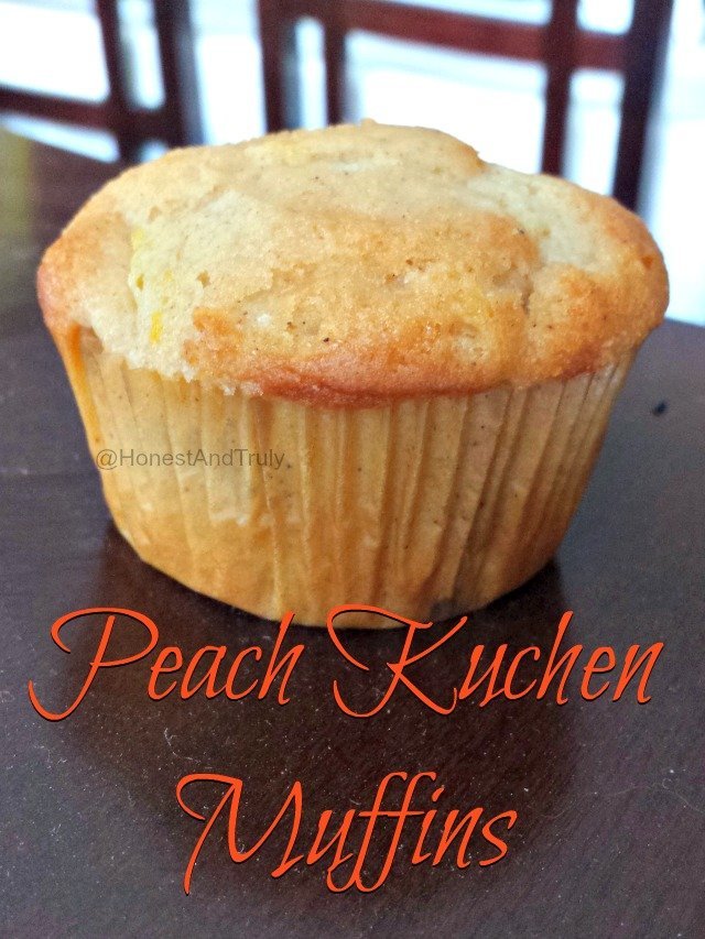 Homemade peach muffin recipe based off the amazing peach kucken dessert using fresh peaches and a whole lot of awesome