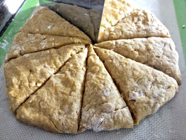 Use a board scraper to cut your scones