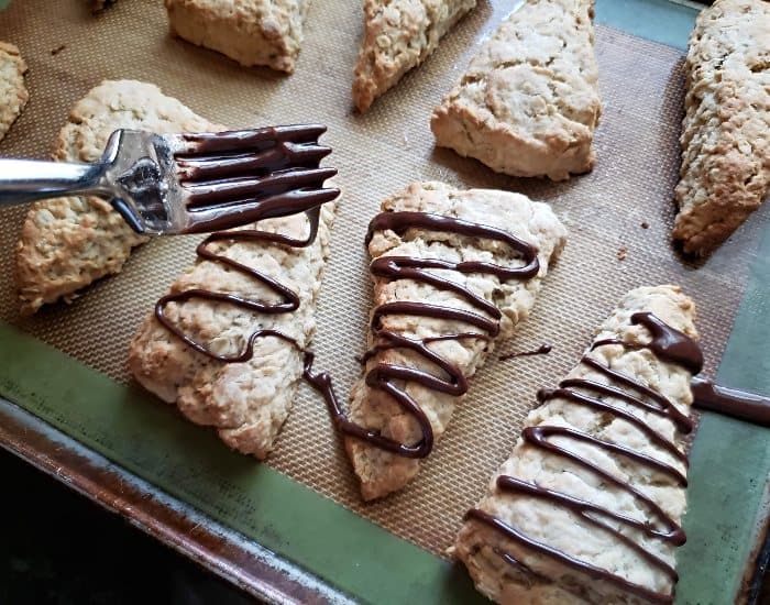 Drizzle glaze over scones