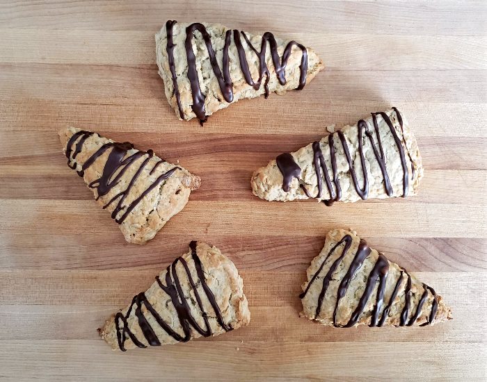 Mocha scones on a board