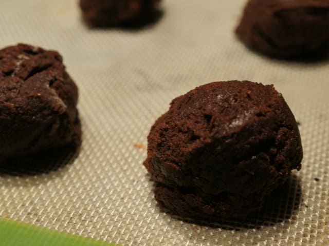 Cookies scooped for baking
