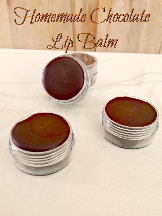 Homemade chocolate lip balm with three natural ingredients