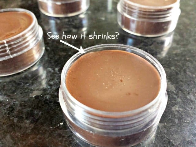 Lip balm shrinks as it hardens