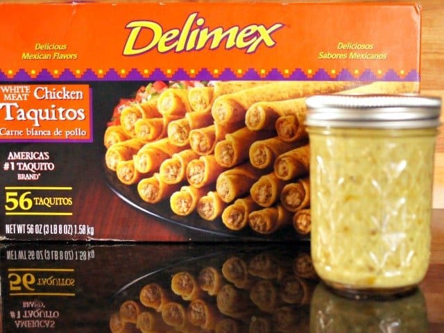 Delimex taquitos with roasted tomatillo salsa