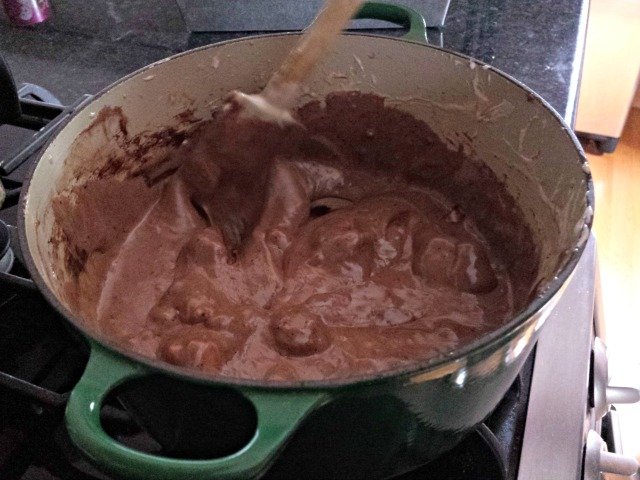 Add cocoa to your melted marshmallows for smores cereal bars