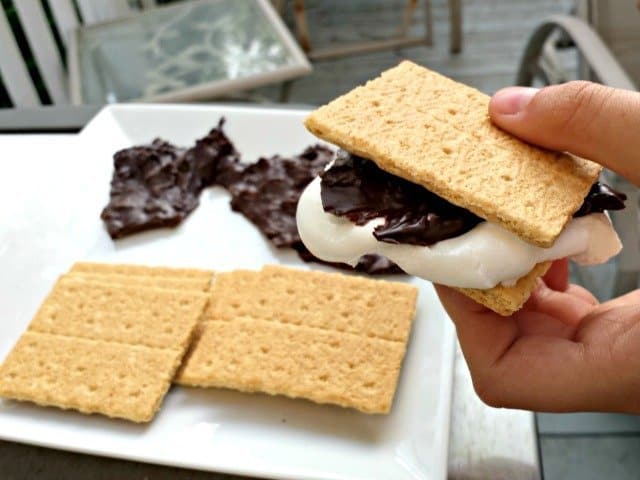 Chocolate bark smores ready to enjoy