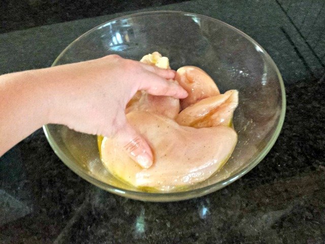 Coat chicken in oil salt and pepper