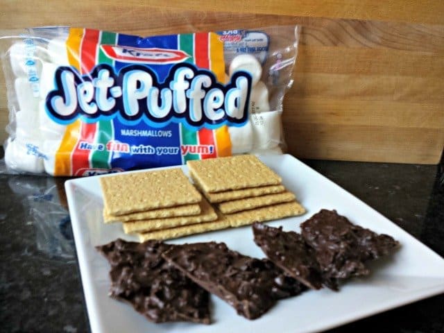 Ingredients for chocolate bark smores
