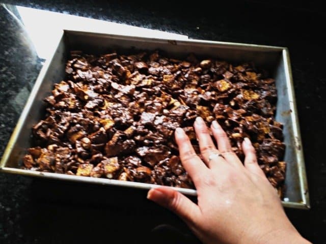 Pat smores cereal bars into place