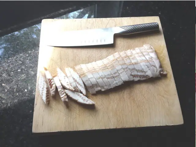 Chopped bacon before cooking