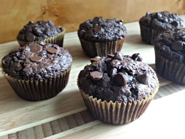 Some dairy free chocolate chip muffins ready to eat