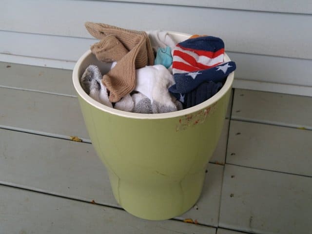 Basket of unmatched socks