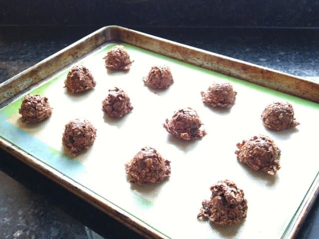 Chocolate covered raisin cookies ready to bake