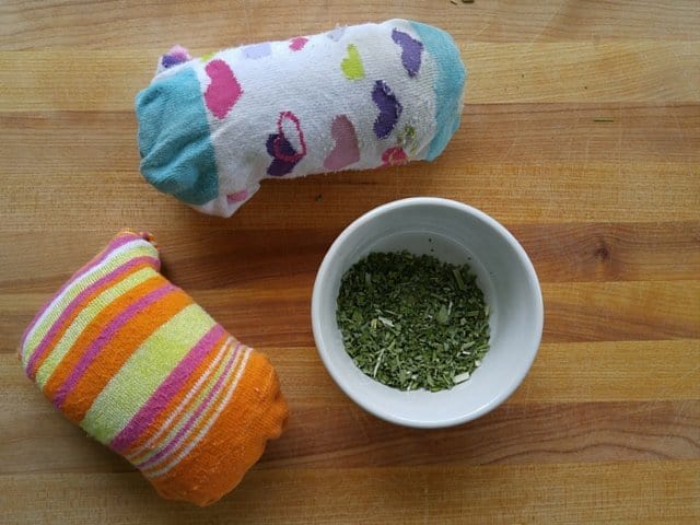 Homemade catnip toys ready to play with