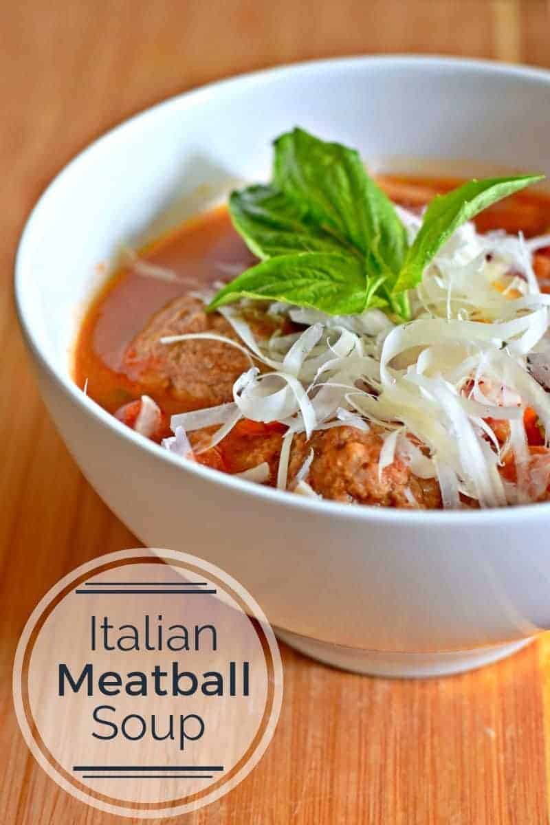 Italian Meatball soup is a perfect weeknight dinner. You cook it in one pot and it's ready in a half hour filled with veggies and tons of flavor yet kid friendly, too.