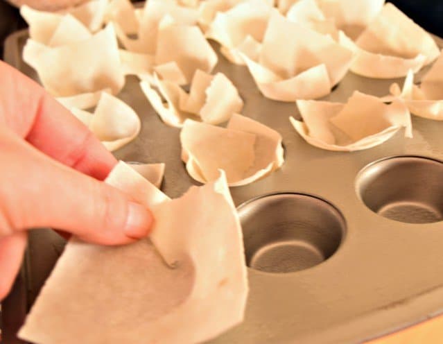 Fold phyllo dough to place in tomato bacon cups