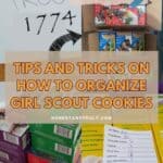 Image shows tips and tricks on how to organize girl scout cookies.