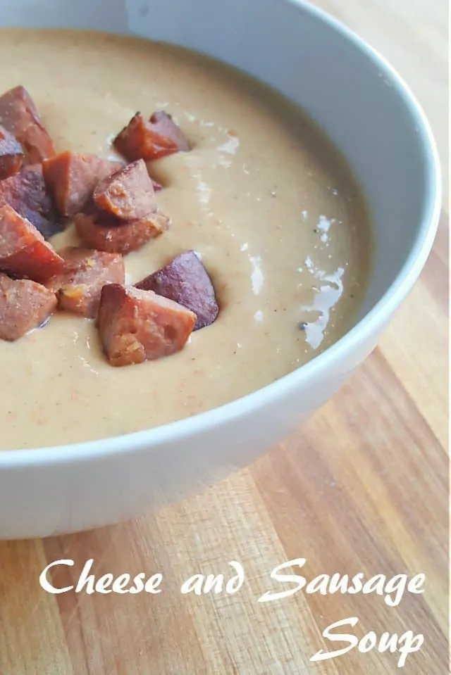 Cheddar cheese and sausage soup recipe with bratwurst