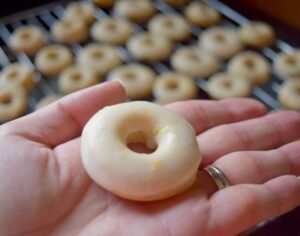 Mini cute baked lemon glazed donut
