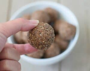 Enjoying protein energy bites for breakfast