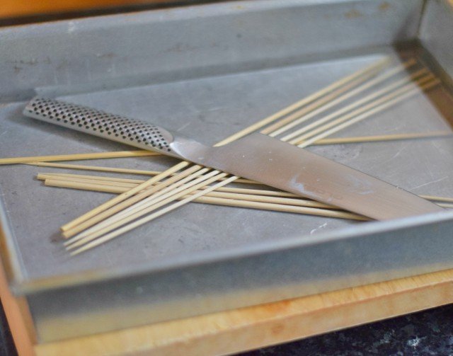 Soak skewers before grilling
