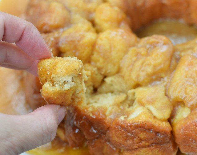 Break off a piece of crescent roll monkey bread