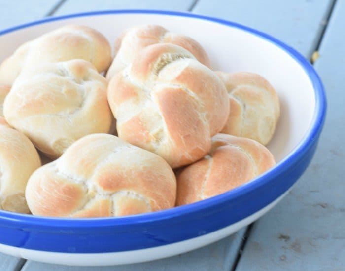 Basket of homemade dinner rolls