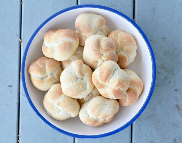 Delicious homemade dinner roll knots