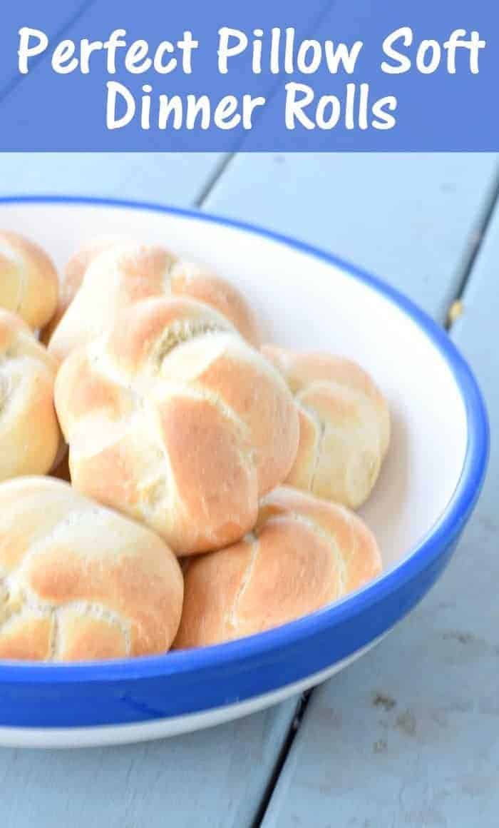 This recipe for pillowy soft homemade dinner rolls is easy to make and provides foolproof tender dinner rolls. This is a great Thanksgiving side dish or perfect for Christmas dinner or any other get together. Bonus step by step tutorial showing how to shape the dough into these gorgeous dinner roll knots.